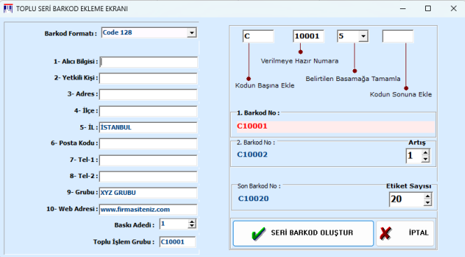 crear código de barras serial